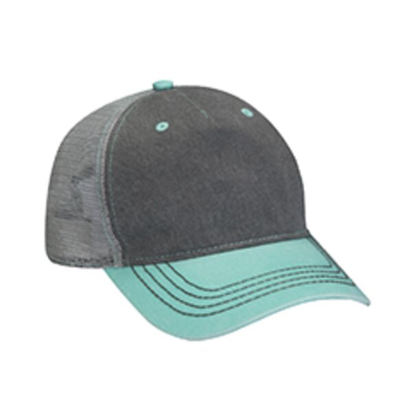 Pigment-Dyed Twill & Mesh 5 Panel Trucker Cap Thumbnail