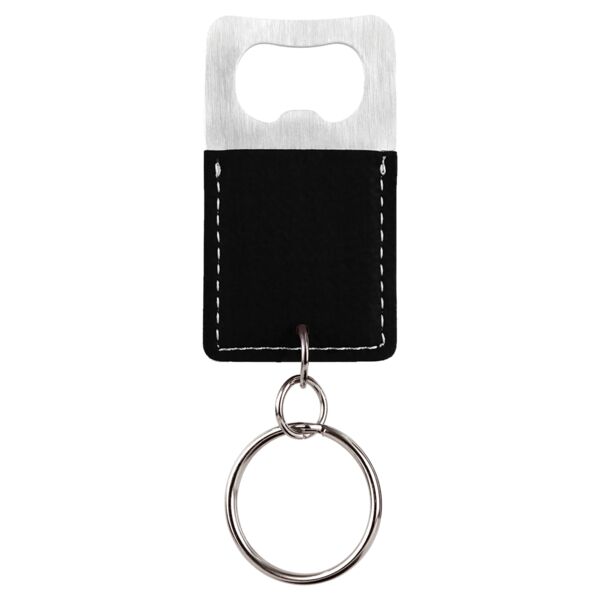 Rectangle Leatherette Bottle Opener Keychain Thumbnail