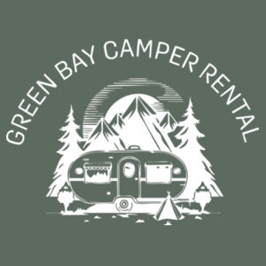Green Bay Camper Rental T-Shirt with White Print FRONT AND BACK Design