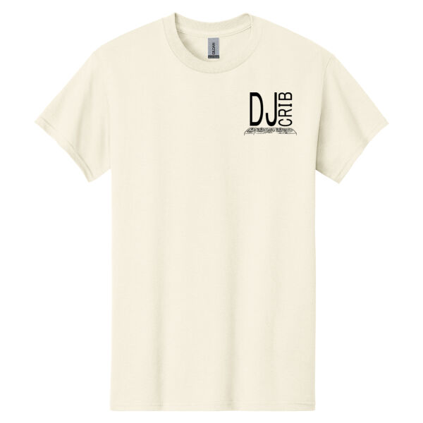 Gildan® - Heavy Cotton™ 100% Cotton T-Shirt with DJ Crib Left Chest and Full Back BLACK PRINT Thumbnail