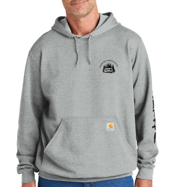 Green Bay Camper Rental Carhartt Hoodie with Black Print FRONT AND BACK Thumbnail