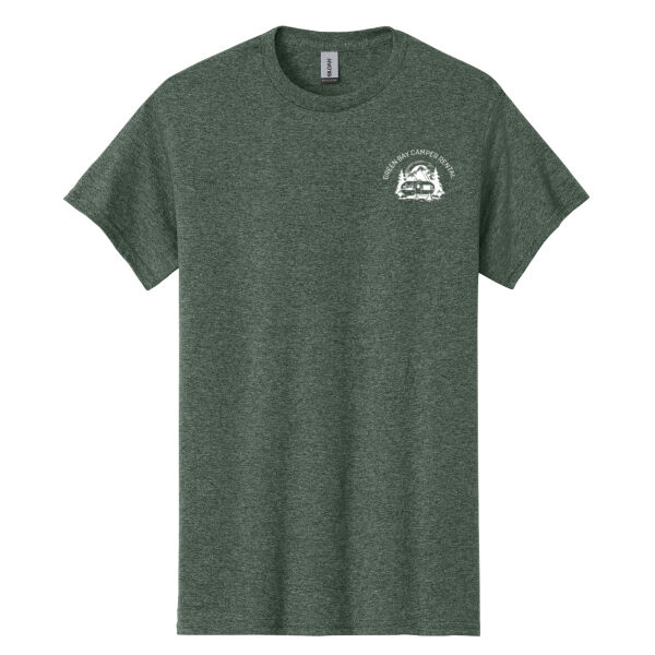 Green Bay Camper Rental T-Shirt with White Print FRONT AND BACK Thumbnail