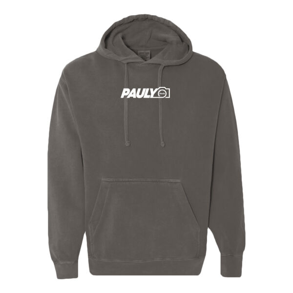 Paulymedia LLC Comfort Color Heavyweight Hoodie with White Print on Front  Thumbnail